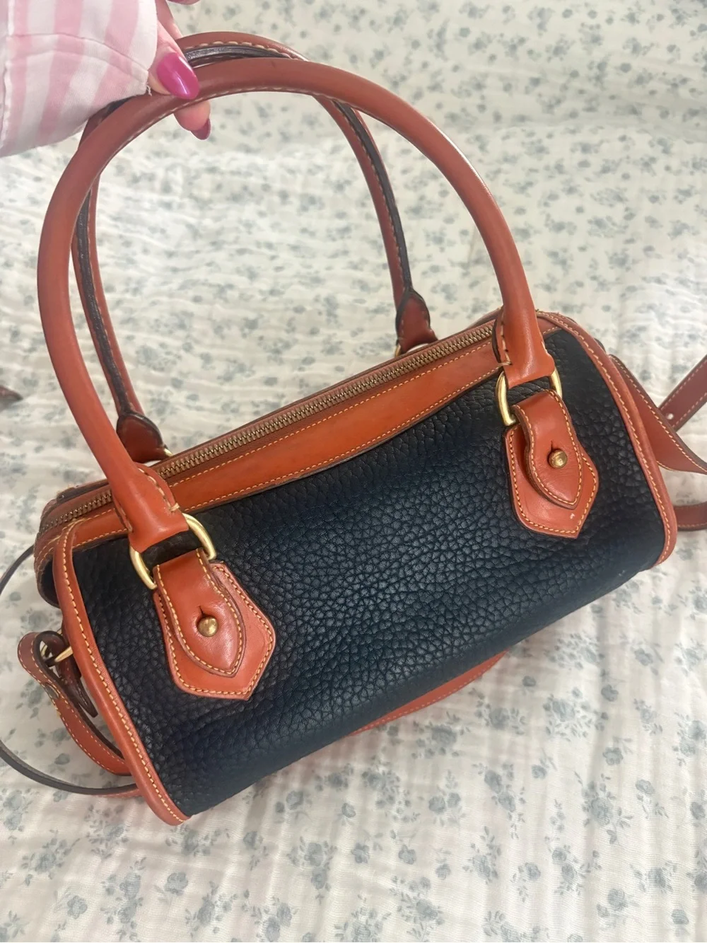 Dooney & Bourke Black and Brown Leather Satchel